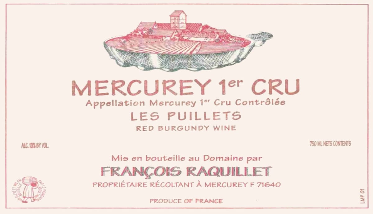 Francois Raquillet Mercurey Les Puillets Premier Cru 2000 Front Label