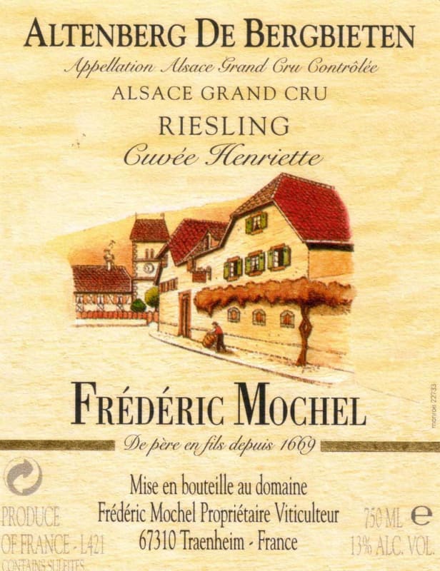 Domaine Frederic Mochel Altenberg de Bergbieten Alsace Grand Cru Cuvee Henriette Riesling 2010 Front Label