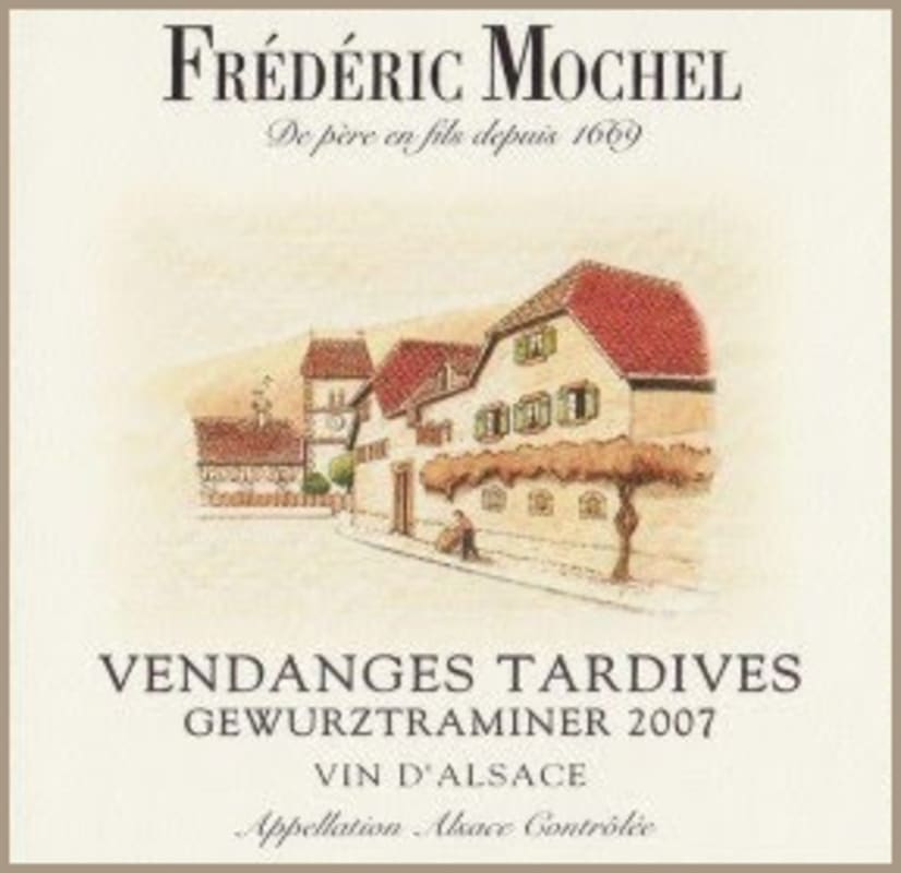 Domaine Frederic Mochel Alsace Vendanges Tardives Gewurztraminer 2007 Front Label