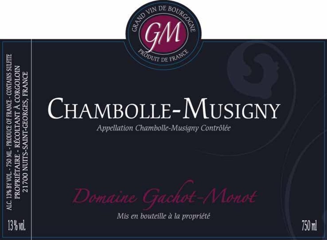 Domaine Gachot-Monot Chambolle-Musigny 2013 Front Label