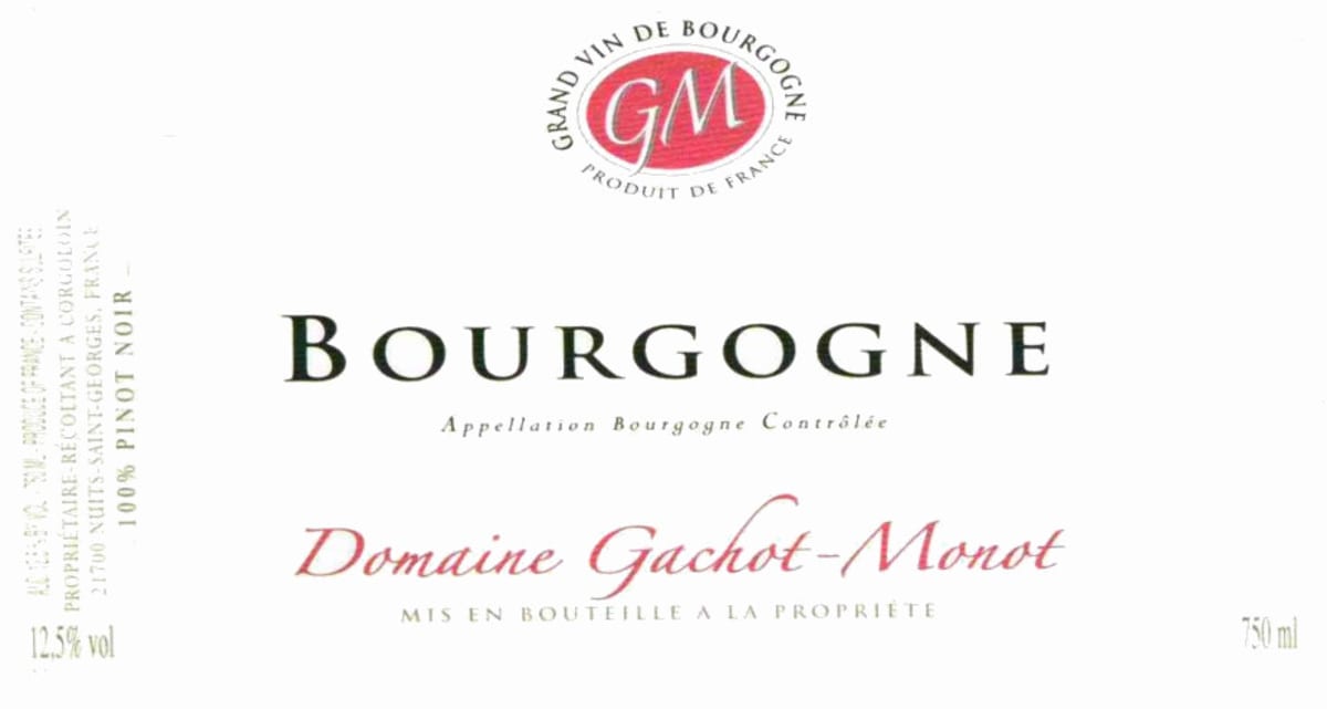 Domaine Gachot-Monot Bourgogne Rouge 2014 Front Label