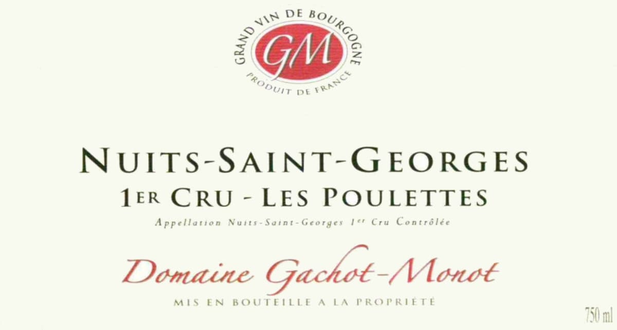 Domaine Gachot-Monot Nuits-Sant-George Les Poulettes Premier Cru 2012 Front Label