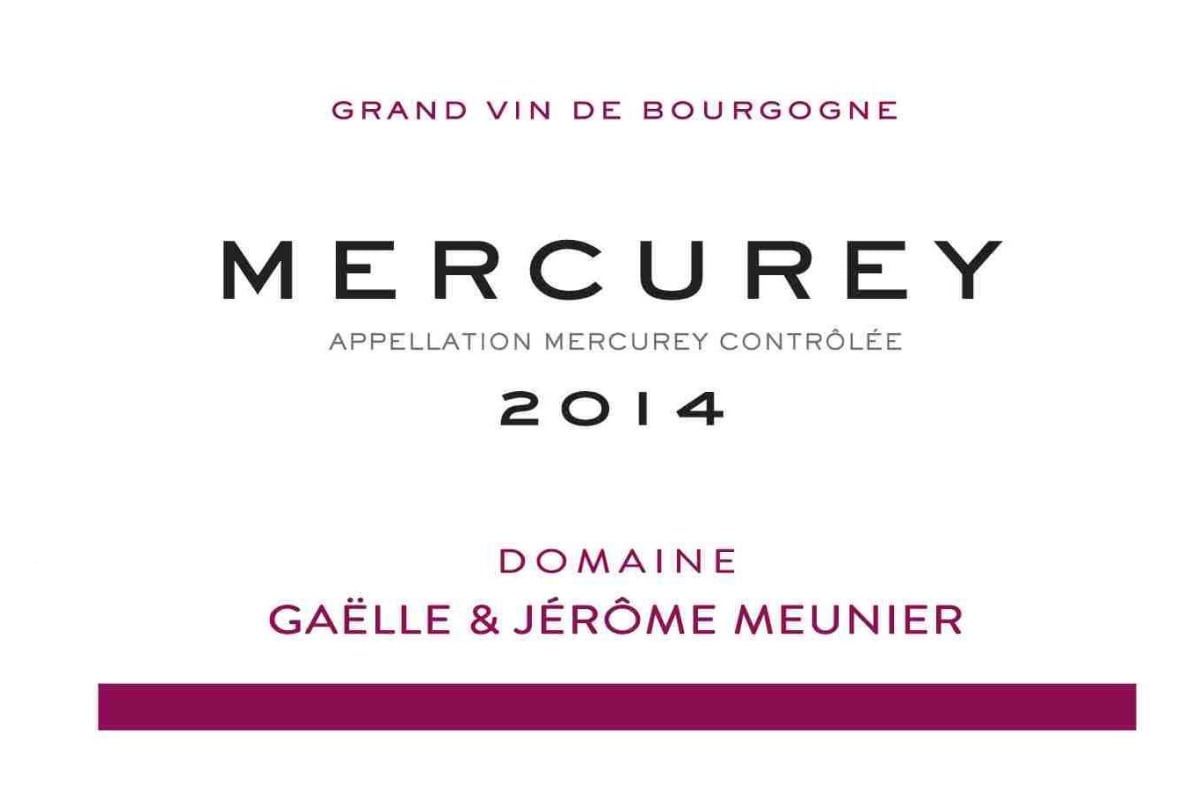 Domaine Gaelle et Jerome Meunier Mercurey 2014 Front Label