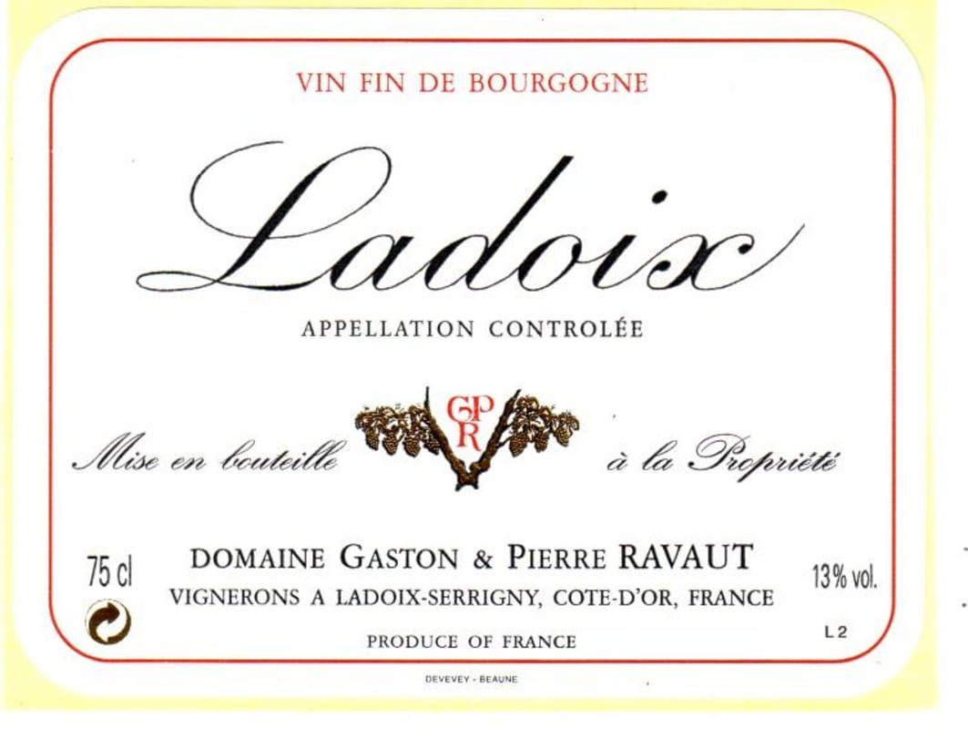 Domaine Gaston Pierre Ravaut Ladoix Rouge 2008 Front Label