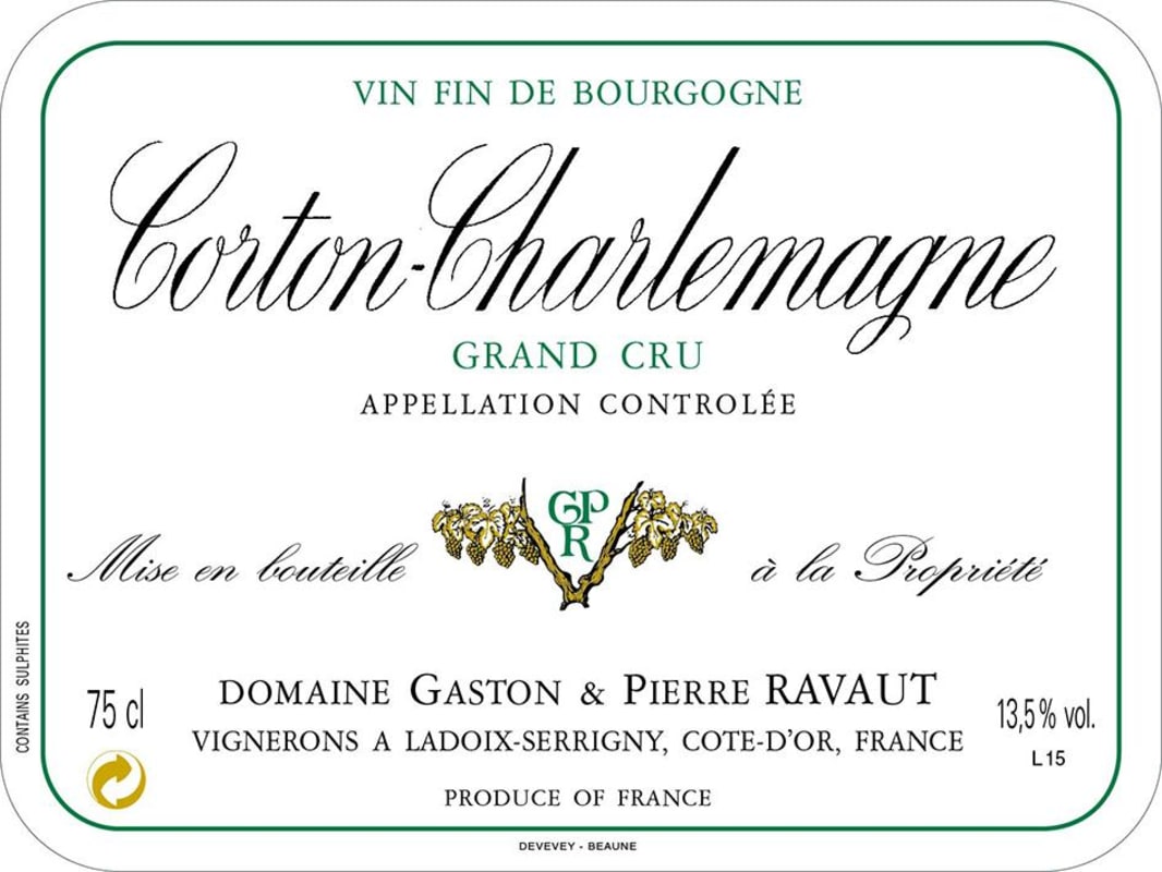 Domaine Gaston Pierre Ravaut Corton-Charlemagne Grand Cru 2013 Front Label