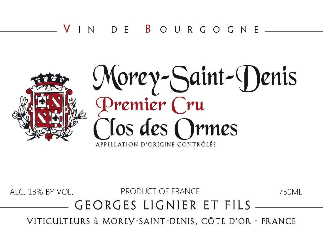 Domaine Georges Lignier Morey-Saint-Denis Clos des Ormes Premier Cru 2012 Front Label