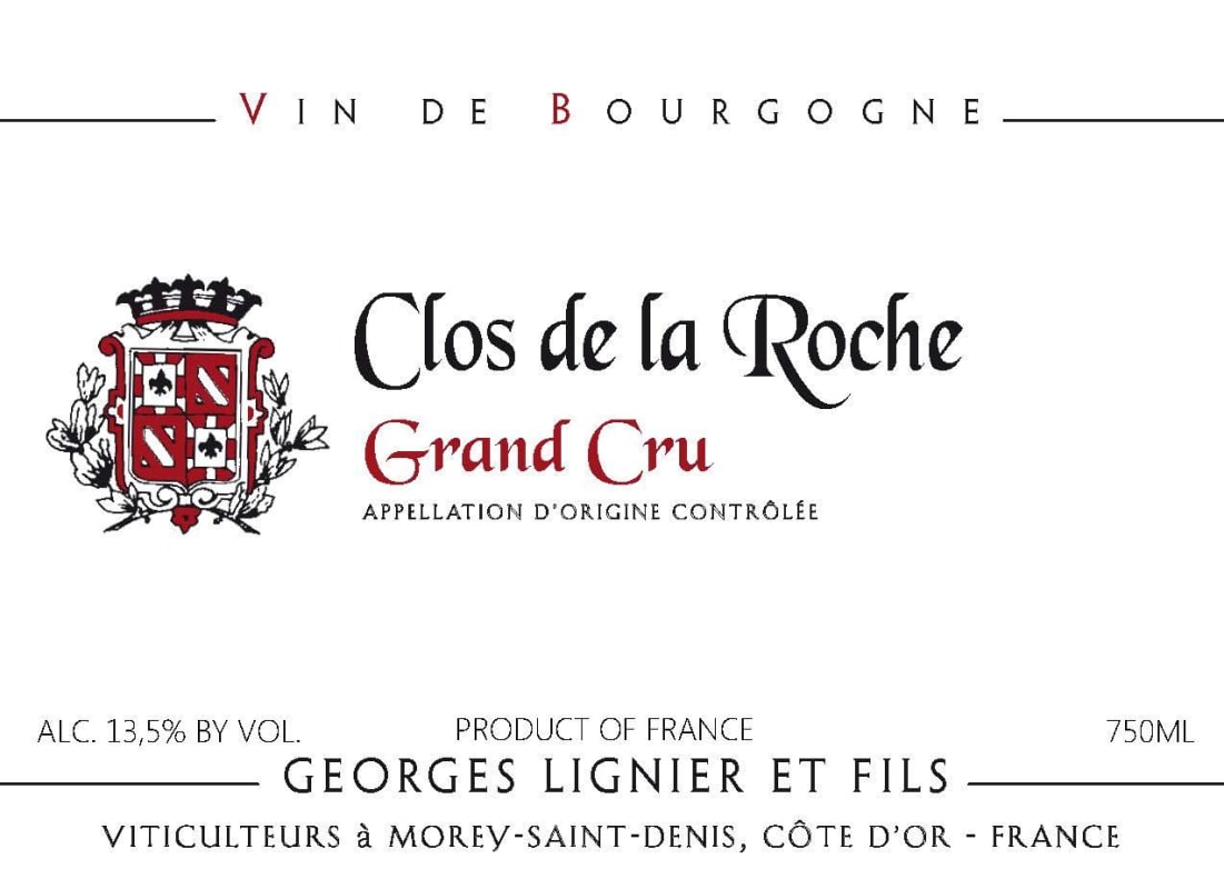 Domaine Georges Lignier Clos de la Roche Grand Cru 2012 Front Label