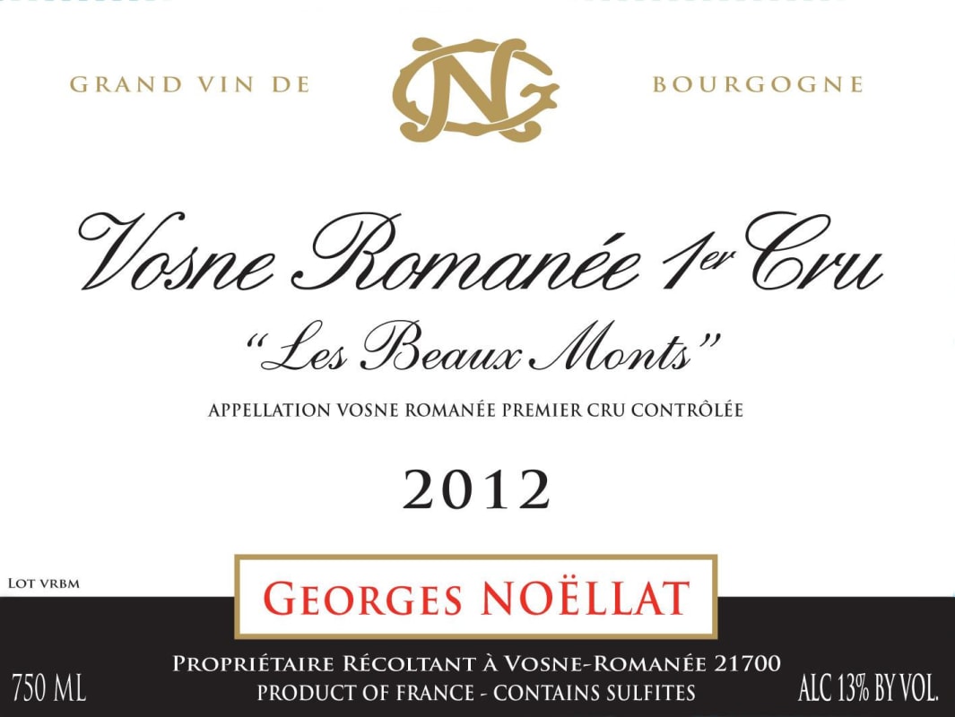Domaine Georges Noellat Vosne-Romanee Les Beaux Monts Premier Cru 2012 Front Label