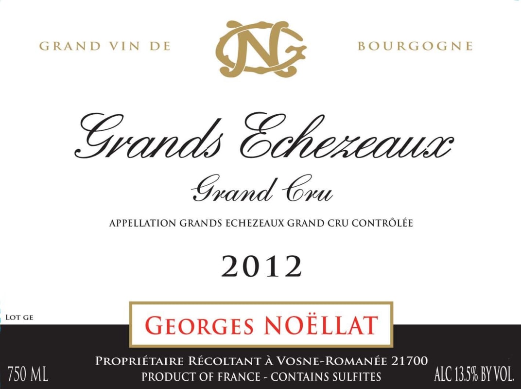 Domaine Georges Noellat Grands Echezeaux Grand Cru 2012 Front Label