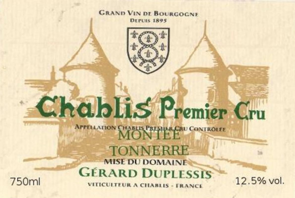 Domaine Gerard Duplessis Chablis Montee de Tonnerre 2011 Front Label