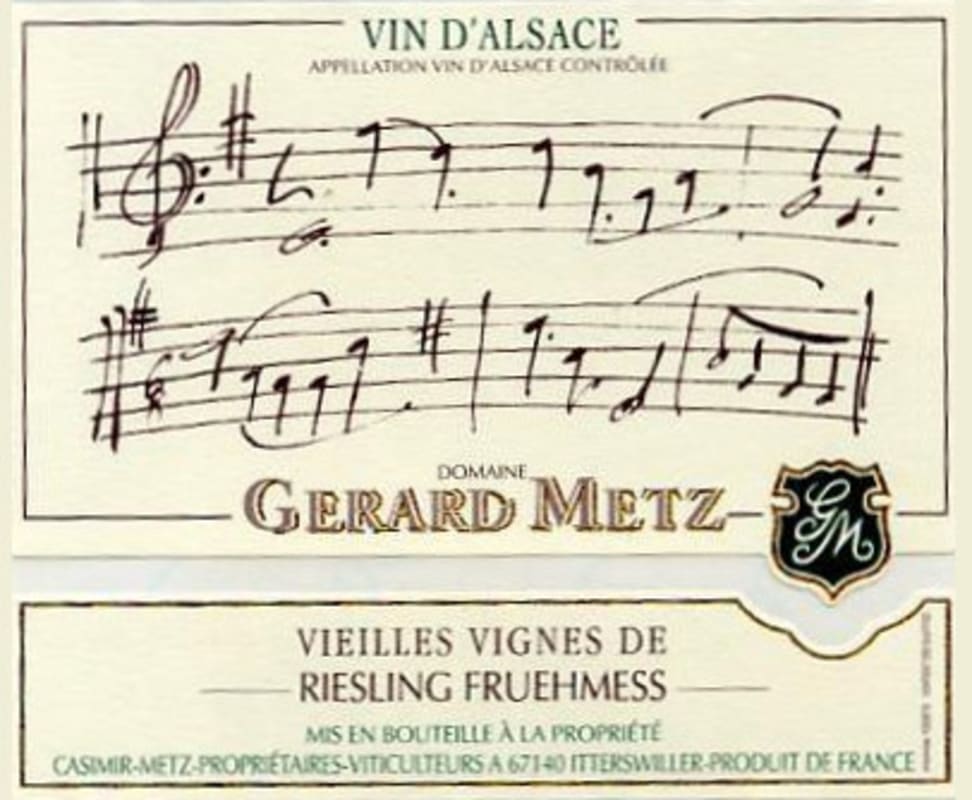 Domaine Gerard Metz Fruehmess Vieilles Vigne Riesling 2013 Front Label