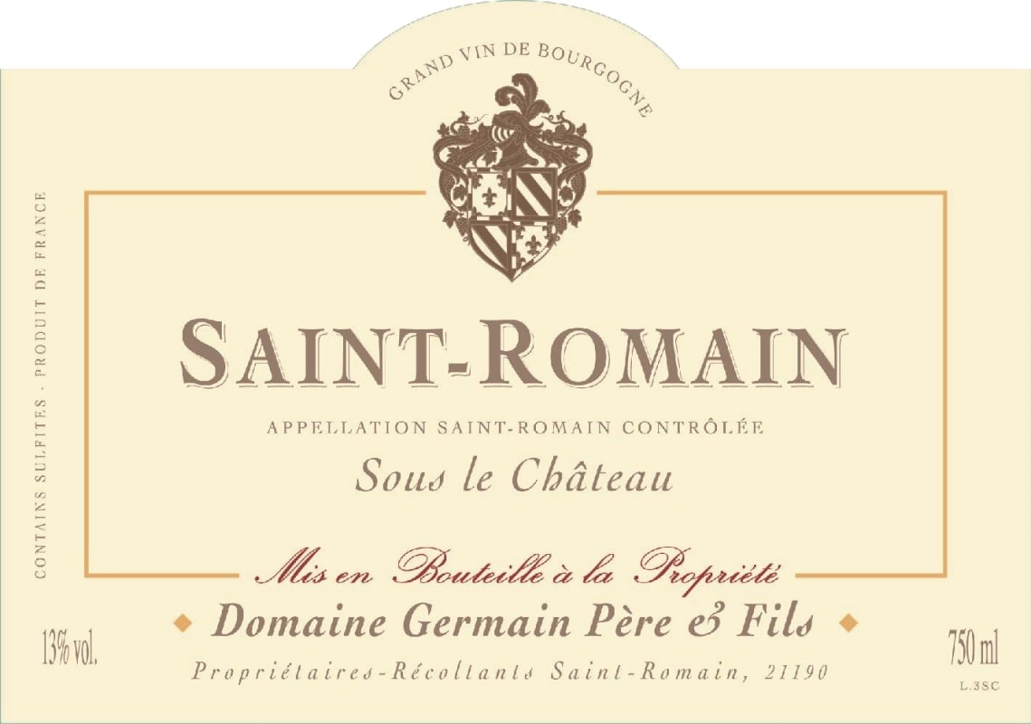 Domaine Germain Pere et Fils Saint-Romain Sous le Chateau 2013 Front Label