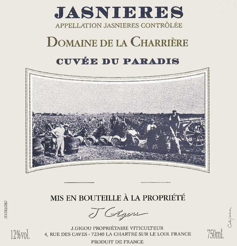 Domaine Gigou Jasnieres Cuvee du Paradis 2008 Front Label
