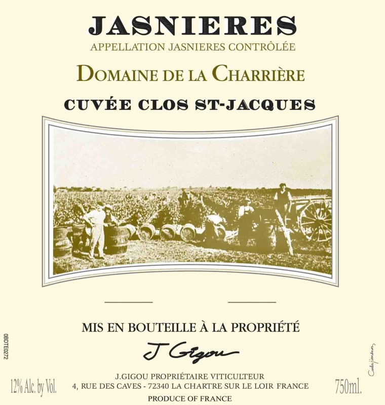 Domaine Gigou Jasnieres Cuvee Clos Saint-Jacques 2014 Front Label