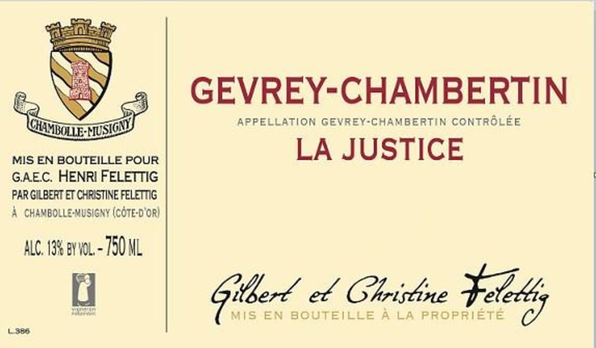 Domaine Felettig Gevrey-Chambertin La Justice 2012 Front Label