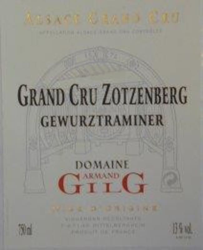 Domaine Gilg Alsace Zotzenberg Grand Cru Gewurztraminer 2013 Front Label