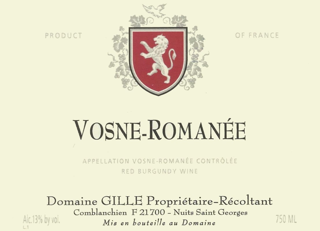 Domaine Gille Vosne-Romanee 2012 Front Label