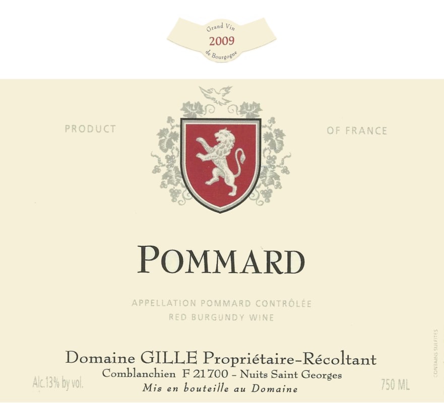 Domaine Gille Pommard 2009 Front Label