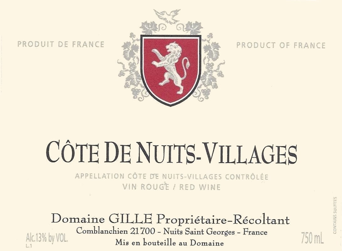 Domaine Gille Cote de Nuits-Villages 2012 Front Label