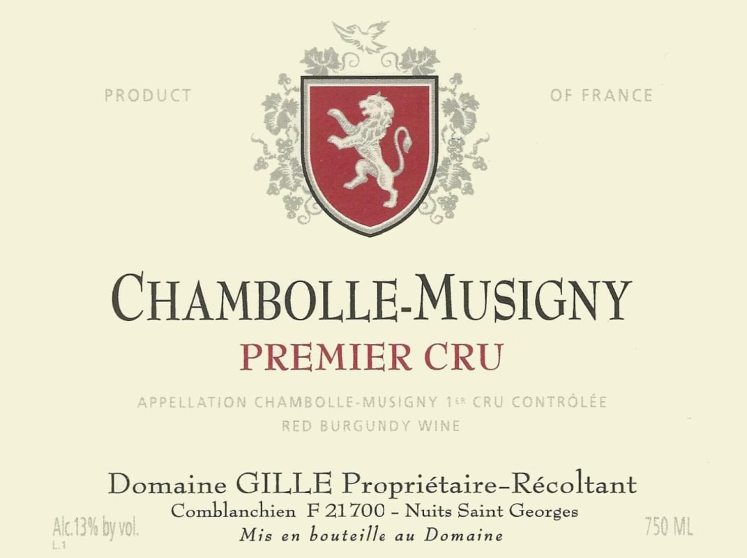 Domaine Gille Chambolle-Musigny Premier Cru 2013 Front Label