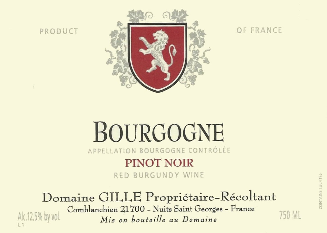 Domaine Gille Bourgogne Pinot Noir 2014 Front Label