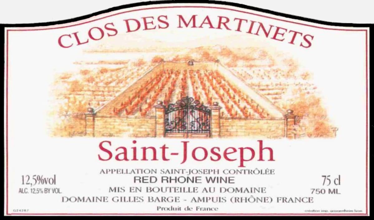 Domaine Gilles Barge Saint-Joseph Clos des Martinets 2010 Front Label