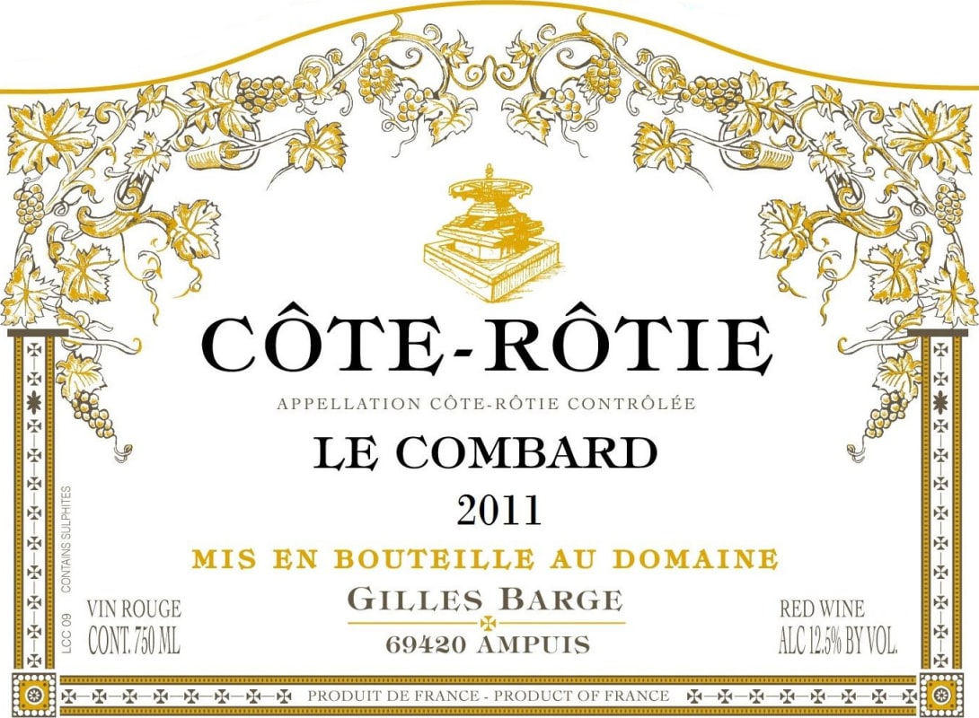 Domaine Gilles Barge Cote Rotie Le Combard 2011 Front Label