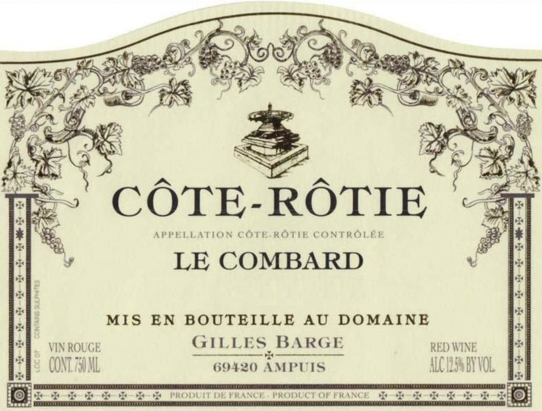 Domaine Gilles Barge Cote Rotie Le Combard 2010 Front Label