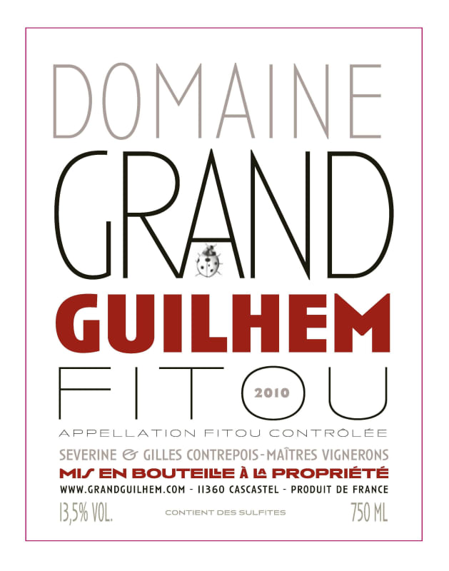 Domaine Grand Guilhem Fitou 2010 Front Label