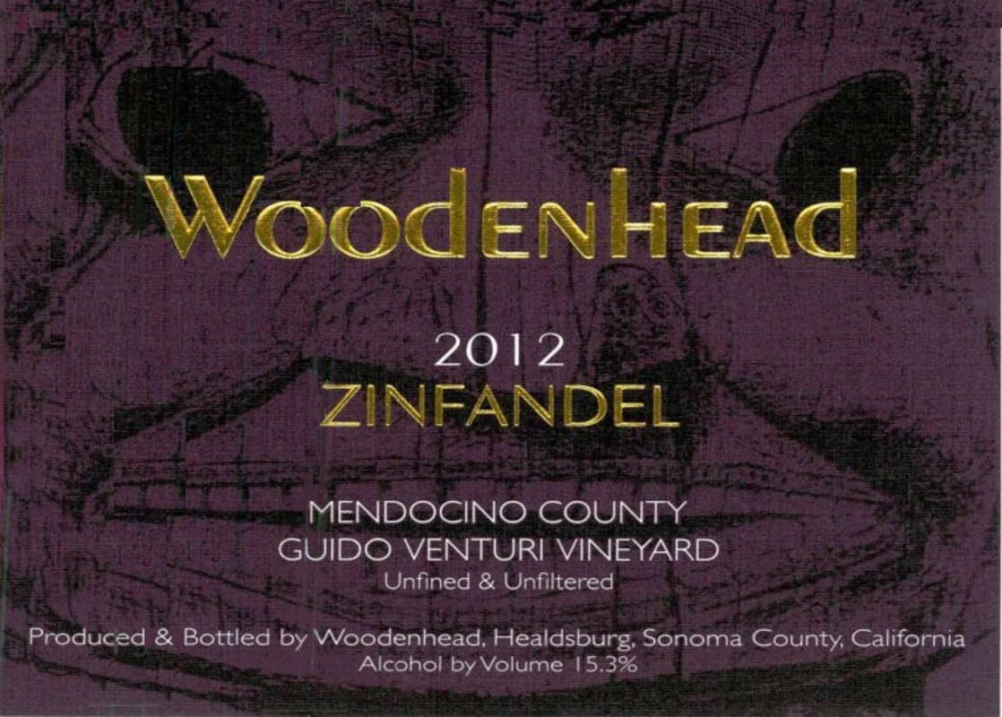 Woodenhead Guido Venturi Vineyard Zinfandel 2012 Front Label