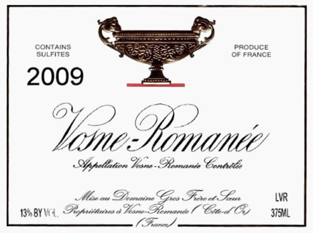 Domaine Gros Frere et Soeur Vosne-Romanee 2009 Front Label