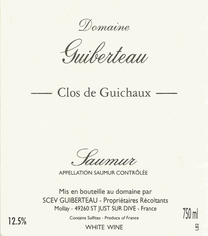 Domaine Guiberteau Saumur Le Clos de Guichaux Blanc 2014 Front Label