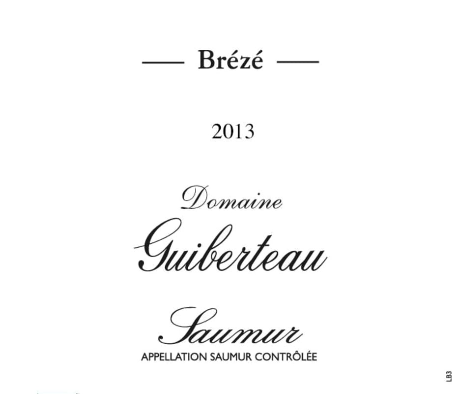 Domaine Guiberteau Saumur Breze Blanc 2013 Front Label