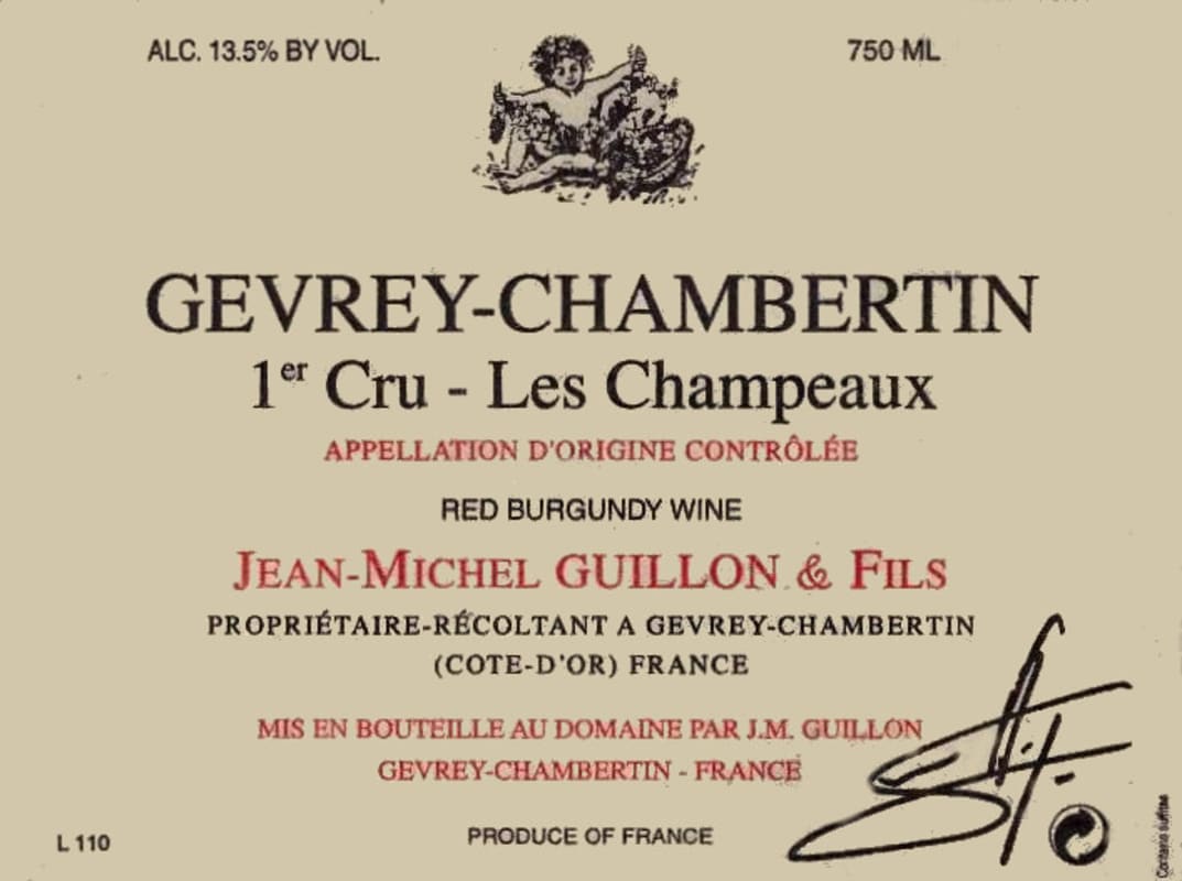 Domaine Guillon Gevrey-Chambertin Les Champeaux Premier Cru 2012 Front Label