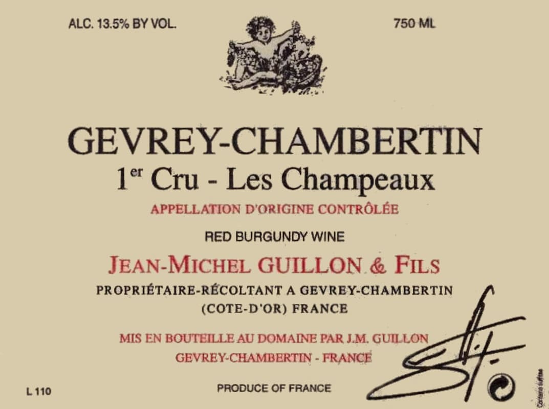 Domaine Guillon Gevrey-Chambertin Les Champeaux Premier Cru 2015 Front Label