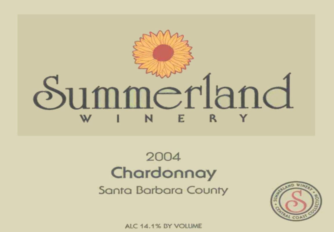 Summerland Santa Barbara Chardonnay 2004 Front Label