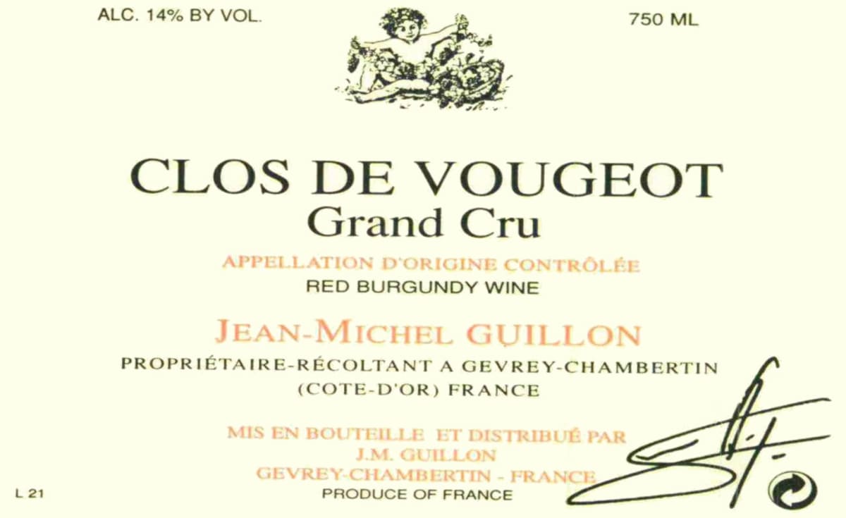 Domaine Guillon Clos de Vougeot Grand Cru 2012 Front Label