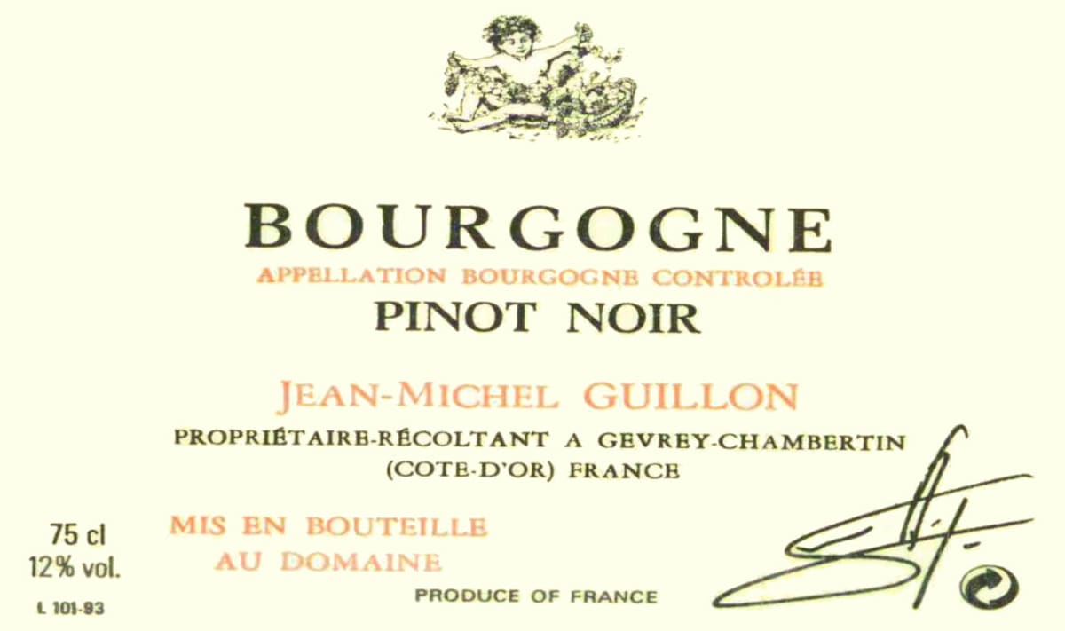 Domaine Guillon Bourgogne Pinot Noir 2005 Front Label