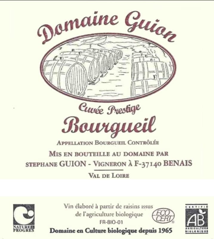 Domaine Guion Bourgueil Cuvee Prestige 2012 Front Label