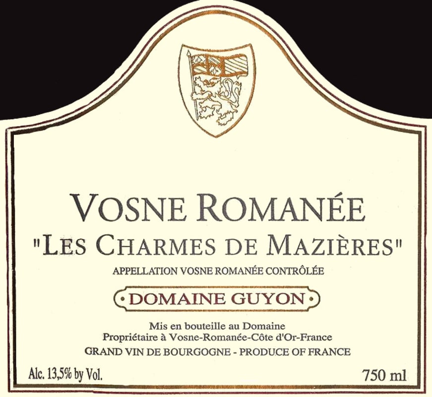 Domaine Guyon Vosne Romanee Les Charmes de Mazieres 2006 Front Label