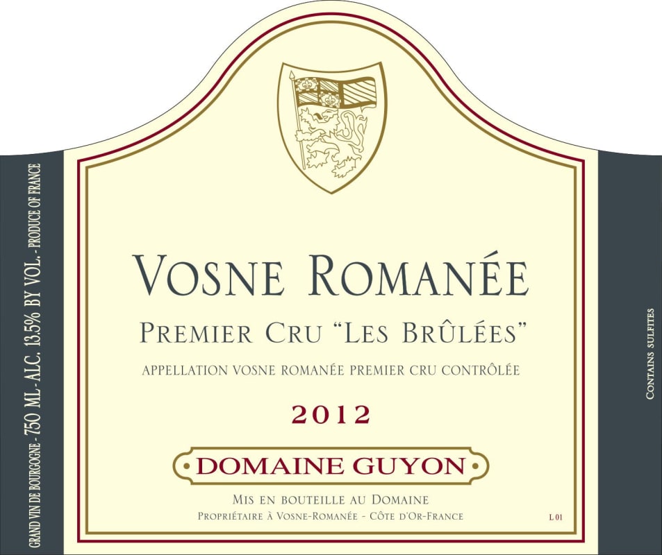 Domaine Guyon Vosne Romanee Les Brulees Premier Cru 2012 Front Label