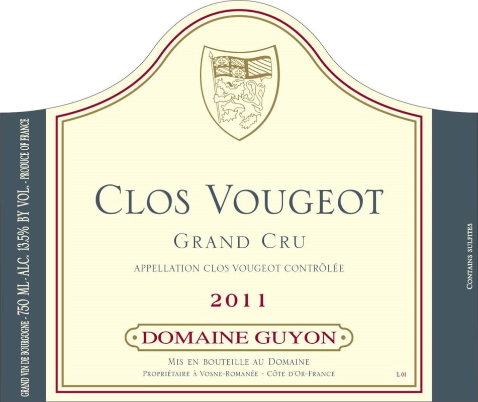 Domaine Guyon Clos Vougeot Grand Cru 2011 Front Label