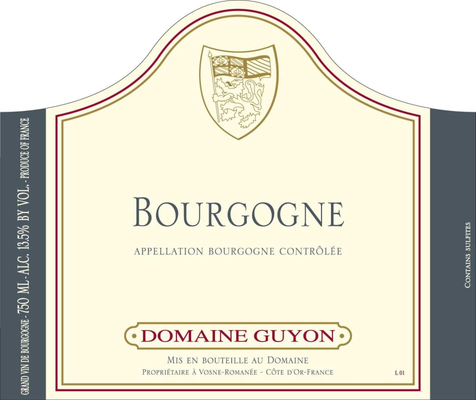 Domaine Guyon Bourgogne Pinot Noir 2012 Front Label