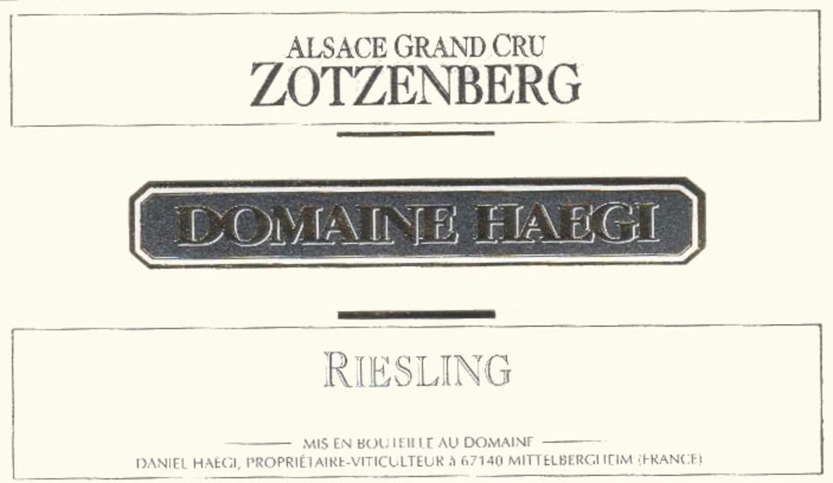 Domaine Haegi Zotzenberg Riesling 2014 Front Label
