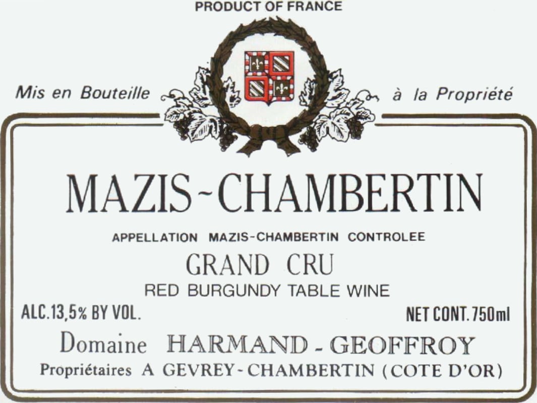 Domaine Harmand-Geoffroy Mazis-Chambertin Grand Cru 2007 Front Label