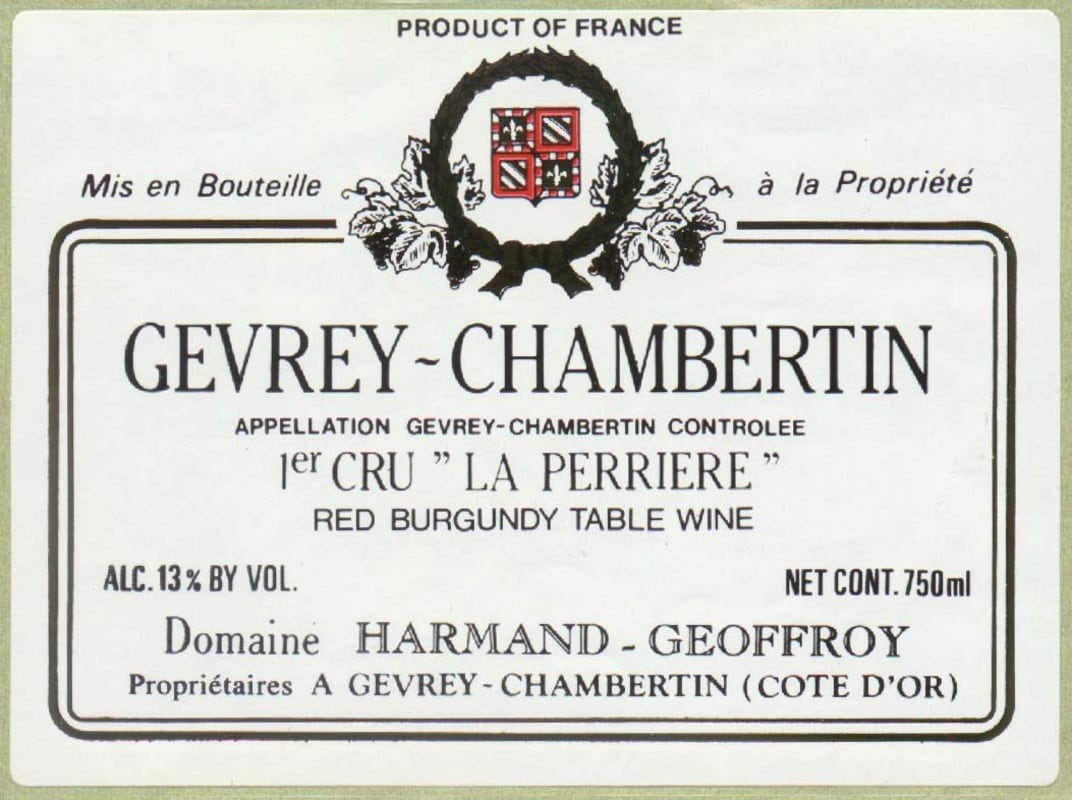 Domaine Harmand-Geoffroy Gevrey-Chambertin La Perriere Premier Cru 2005 Front Label