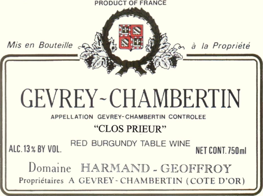Domaine Harmand-Geoffroy Gevrey-Chambertin Clos Prieur 2005 Front Label