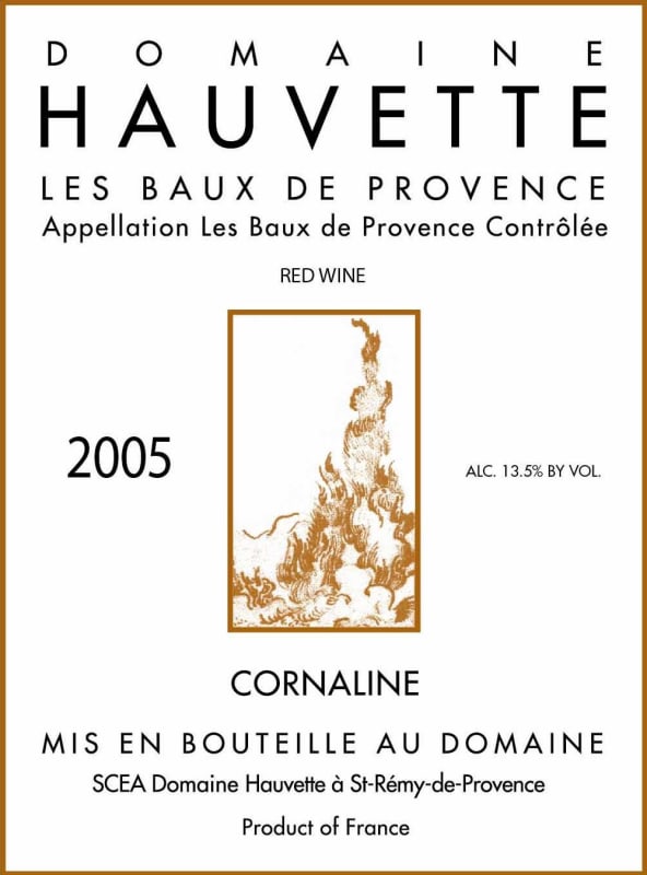 Domaine Hauvette Les Baux de Provence Cornaline Rouge 2005 Front Label