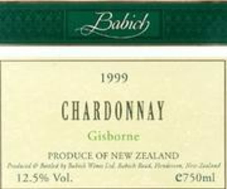 Babich Gisborne Chardonnay 2000 Front Label