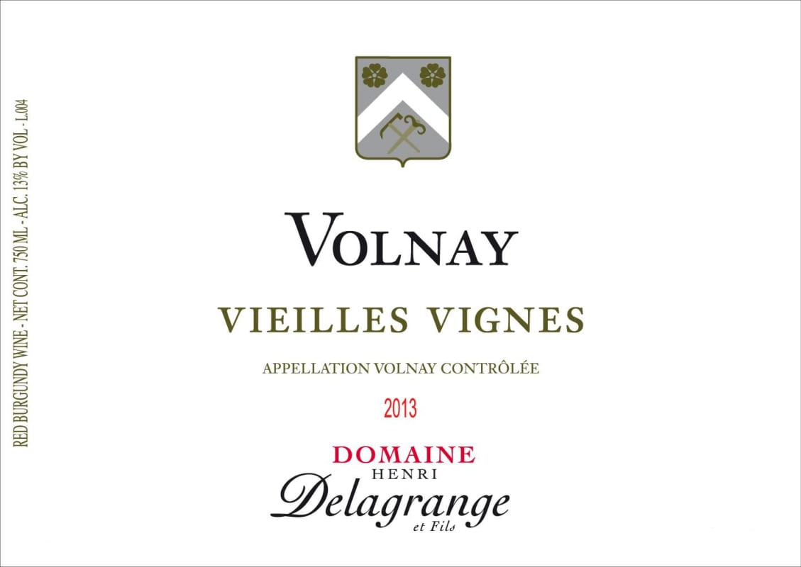 Domaine Henri Delagrange Volnay Vieilles Vignes 2013 Front Label